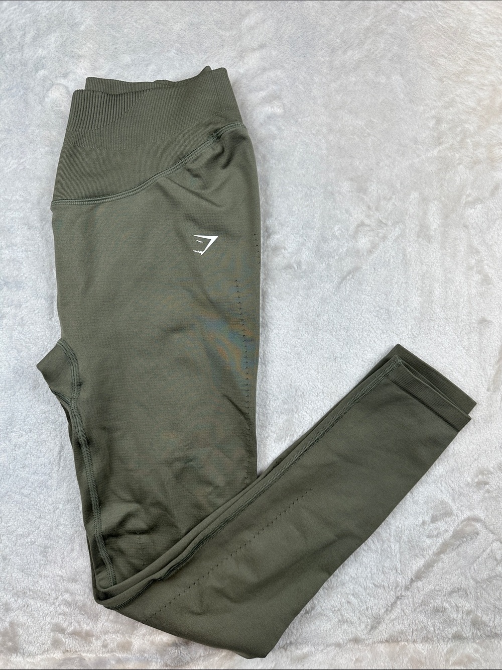 Gymshark Energy Seamless Leggings Womens EST S Olive Green High Rise Workout 24”